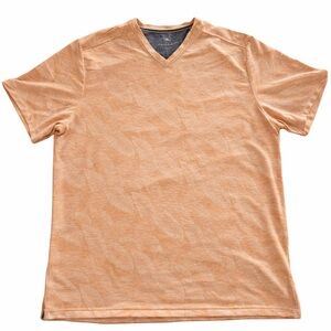 Tommy Bahama Men’s XL V-Neck T-Shirt Peach Palm Leaf Print Short Sleeve Casual